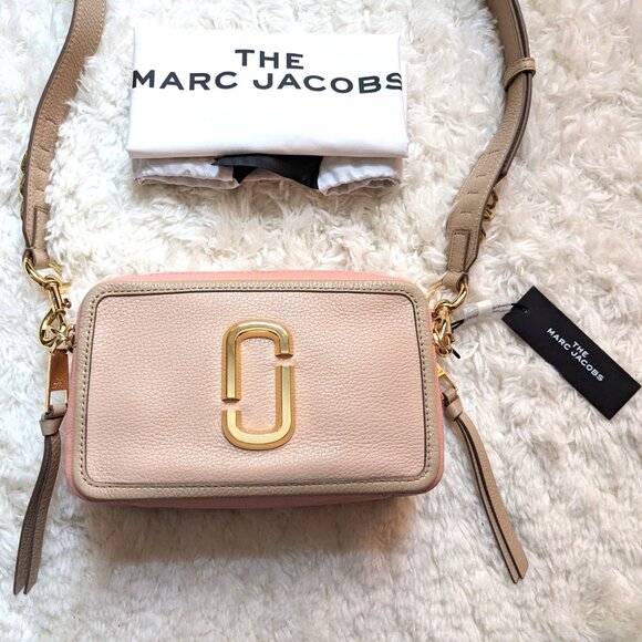 NWT Marc Jacobs Softshot Color Blocked Leather Crossbody (Apricot Beige Multi) - Picture 2 of 16